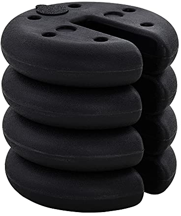 Outsunny 4 STK. Pavillon Standfuß Gewicht Partyzelt Pavillongewicht befüllbar bis 5 kg Gewichte für Pavillon HDPE-Kunststoff Schwarz Ø25 x 6 cm