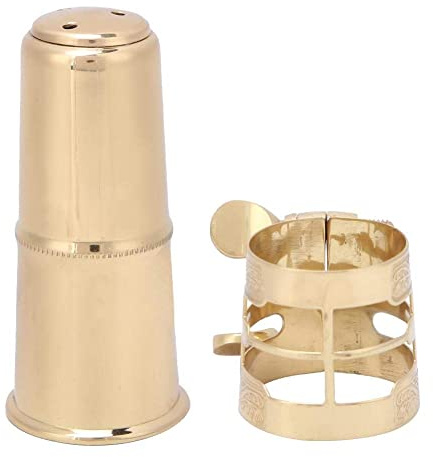 Saxophone Ligature,Brass Altsaxophon Kit mit Mundstückkappe Ligatur für Saxophon Zubehör Musikinstrumentenzubehör