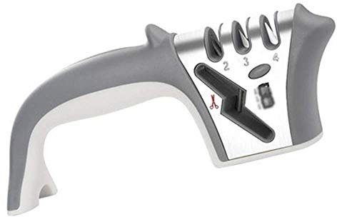 XINGYU Knife Sharpener Kitchen, Professional and Manual 4-Stage Sharpening Designed Fast Multifunction of Household Kitchen Knives, Silver Stainless Steel