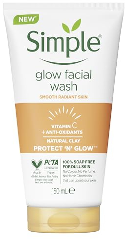 Simple Protect 'N' Glow Express Glow Clay Polish Cleanser leaves skin naturally glowing for expert facial skin care 150 ml