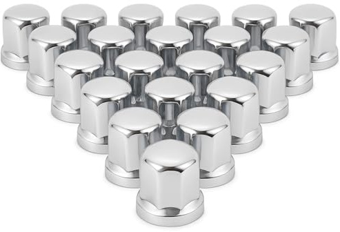 Easy Link 80x Radmutterkappen 32mm Chrom Radmutterschutz Radkappen Felgenkappen für LKW Anhänger Lastwagen Radschraubenkappen