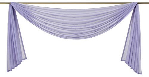 Yaland Voile Bogenvorhang Uni Querbehang HxB 300x140cm Violett 1 Stück | Transparenter Hochzeitsvorhang Chiffon Freihandbogen einfarbig Wohnzimmer Gardinenschal Schalvorhang Bogenform