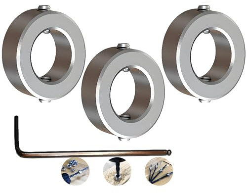 Tiefenanschlagringe Set,CESFONJER Tiefenbegrenzer Bohrer Ring Positionierer(ID:16mm,3 Stück）, mit Sechskantschlüssel für Bohrer Holzbearbeitung