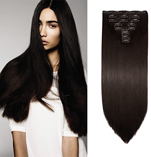 Cybelleza Clip in Extensions Haarverlängerung Glatt Lang Mittelbraun 70cm | Hair Extensions Clip in Haarteil Kunsthaare 8 Teile Synthetische Haarextension Voluminös Natürlich Haarverdichtung