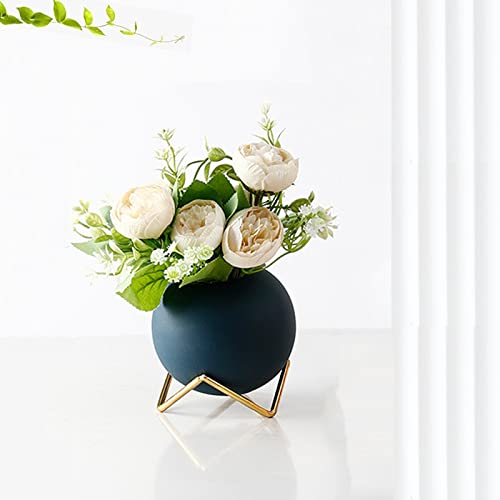 Keramik vase,Blau hochwertige Vas,Tischvase mit Nordischem Stil,Kleine Vasen Kreative Wohnzimmer Schrank Deko Esstisch Vintage Dekoration Geschenk,für Blumensträuße,Zweige oder als Dekostück