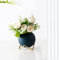 Vase Décoratif en Céramique Fait à la Main avec Support en Métal - Bleu Mat, Forme Ronde d'Art Moderne pour Décoration de la Maison, du Salon, des Centres de Table et des Événements