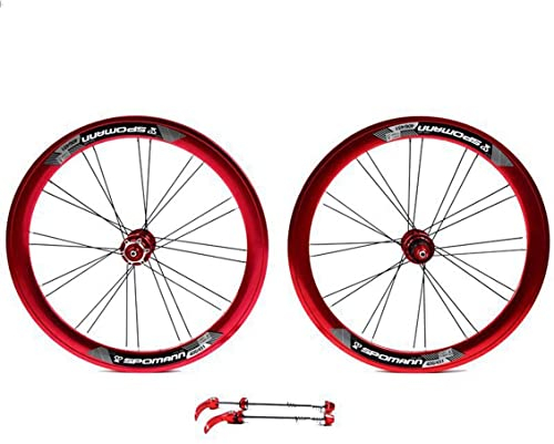 Fahrrad Laufradsatz BMX 20 451 Scheibenbremse Laufradsatz Fahrrad Laufrad Laufrad Set Hohlkammerfelge Schnellspanner 24 Löchern Nabe Für 8 9 10 11 Speed (Color : Red, Size : 451)