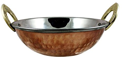 Devyom® Set of 2 Copper Serving Bowl Indian Karahi Pan Pot Dishes Serve Ware 6inch