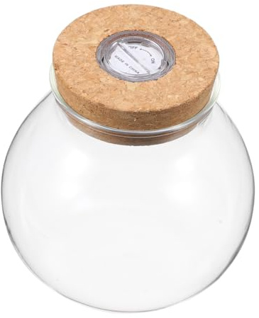 LED Glass Bottle Terrarium with Light for DIY Display | High Borosilicate Glass and Wood Details, White Finish, Room Decoration, Easy Setup and Viewing