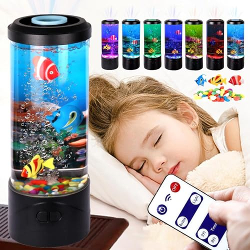Lampada da lava,Pesce fantasia Luce d'atmosfera con telecomando,17 colori Lampada a Medusa LED Acquario Lava Luce Notturna per casa camera da letto ufficio decorazione regali per bambini adulti..