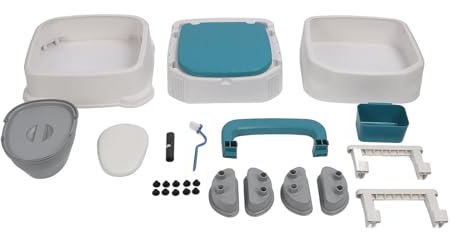 Lightweight Bedside Commode, Portable Toilet Detachable Armrest Adjust Height Prevent Slip PU Sest Bedside Commode Chair Foldable Commode Chair for Elderly Blue