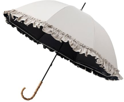 Asudaro Damen Regenschirm Prinzessinnen-Spitze Rüsche Hochzeit Regenschirm Vintage Sonnenschirm mit Spitzendekoration Für Damen Kostüm, Kinder Bühne Performance,100 * 80cm Weiß