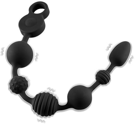 Shkanla 14 inch Silicone Vibrating Anal Beads, Rechargeable Flexible Vibrating Butt Plug Prostate Massager with 10 Vibration Modes, Anal Vibrator with 3 Powerful Motors, Sex Toys for Men Women Couples