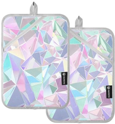 JUMBEAR Set di 2 presine triangolari dai colori brillanti, con tasca, per cucina, resistenti al calore, presine, guanti da forno, sottopentola per cottura al forno, 17,8 x 22,9 cm