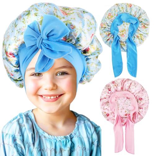 Ouligay Bonnet de Nuit en Soie et Satin pour Enfants et Femmes - Large Bande Élastique