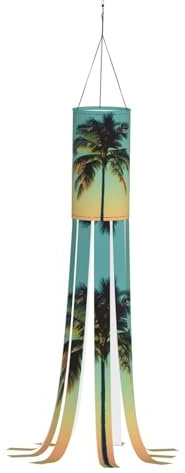 SABFWF Windsack mit Palmenaufdruck, für Herbst, Winter, Thanksgiving, Outdoor und Geister-Thema, Windsack mit Stange