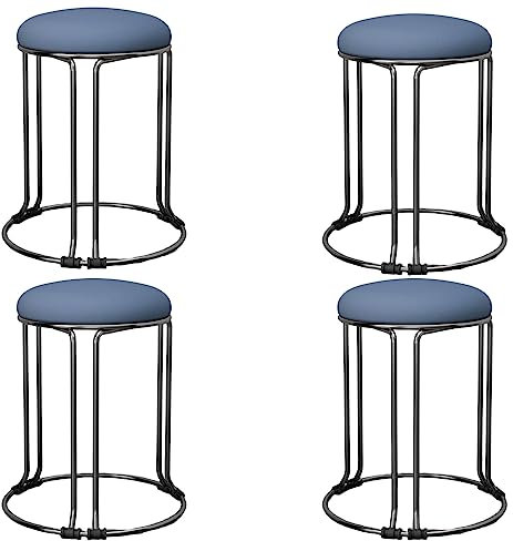 Stapelhocker aus Metall, 4er-Set, runde Barhocker mit rutschfester Fußmatte, stapelbar, rückenfrei, platzsparend, Esszimmerstühle für Bar, Küche, Wohnzimmer, Büro, Schwarz (2)