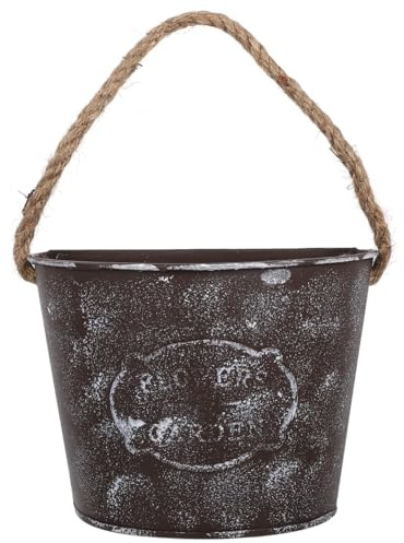 Yardwe Hängender Wandblumentopf Aus Metall Mit Hanfseil Für Sukkulenten Und Trockenblumen Dekorativer Pflanztopf Für Innen Und Außen Ideal Für Balkon Und Wanddekoration 11.4X13.7X11.4 cm