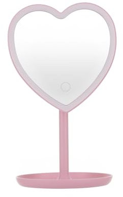 Specchio da tavolo cuore con led rosa