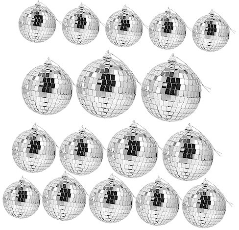 ibasenice Christmas Tree Ornaments 17pcs Mirror Ball Ornaments Disco Balls Decorations Reusable