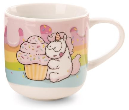 NICI 61932 Theodor & Friends Tazza mug in porcellana con manico, per bevande fredde e calde come tè, caffè, latte, cioccolata, 420 ml, 9,5 x 9,5 cm, multicolore