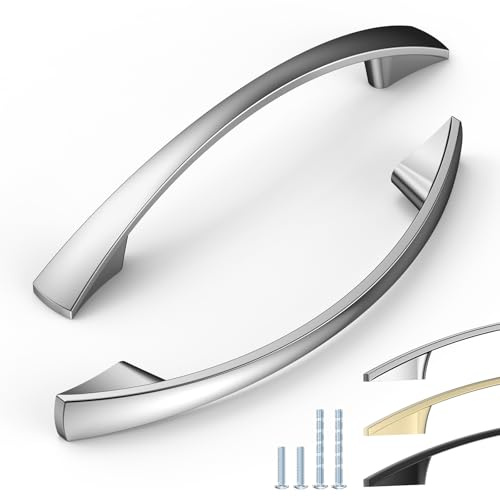 ELEBUILD 6 Stück Nickel Gebürstet Möbelgriffe, 96mm Lochabstand, Silber | Moderne Schrankgriffe Schranktürgriffe Küchengriffe für Kleiderschränke, Schubladen, Schranktüren, Kommoden und Badmöbel