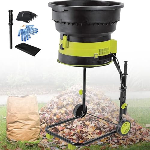 2500W Electric Chipper Shredder,Corded Leaf Mulcher Shredder with Safety Locking Knob,Collection Bag Garden Shredder with Wheels,for Dry Leaves,Grass & Yard Clippings,Powercord×50m