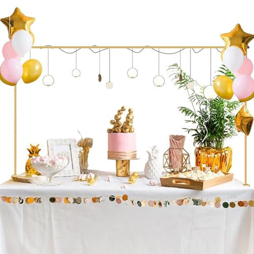 Over The Table Rod | Gold Over The Table Trellis with Clamps,Backdrop Stand, Decorating Rod, Party Tableware, Tabletop Banner Display for Halloween Christmas