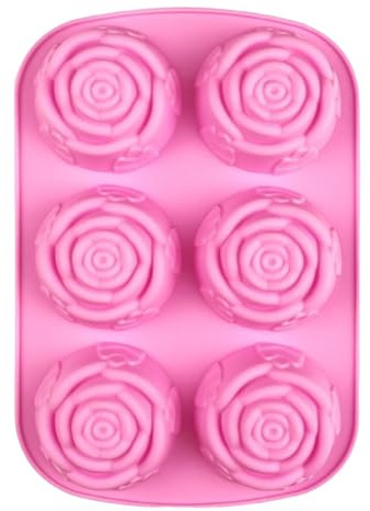 Rosform silikon | ros mousse kakform | blomform is blockbricka, 6 hålformer för choklad kaka kaka cupcake bakning