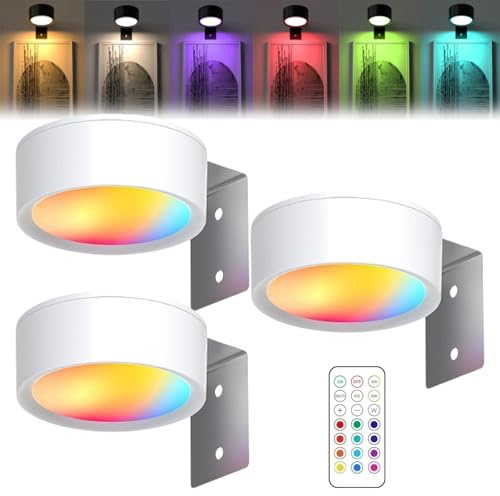 Gienslru Magnetisches Mallicht Mit 13 Beleuchtungsmodi, Bilderleuchte Kabellos, Magnetisches Mal Licht, Bild Beleuchtung Wand Kabellos Mit Fernbedienung Und Timer (White*3)
