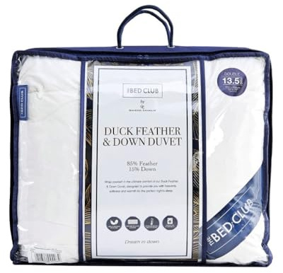 13.5 Tog Duck Feather & Down Duvet Anti Dustmite and Down Proof Cover White Duck Feather Duvet for All Year Round Premium Soft Warm & Cosy Quilt Ideal for Summer & Winter Machine Washable (Double)