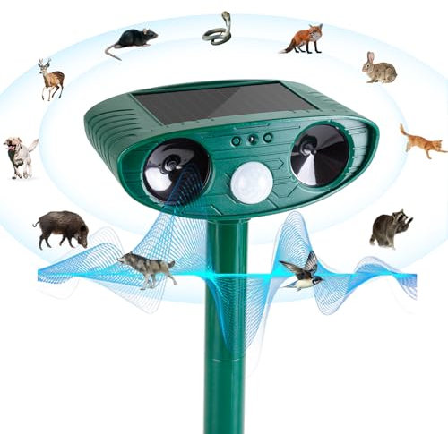 Solarbetriebener Katzenschreck für garten testsieger, Hofeny Marderschreck Ultraschall, 8m Reichweite, Tiervertreiber mit einem Bewegungsmelder, Maulwurf Vertreiber wirksam gegen Katzen, Marder, Vögel