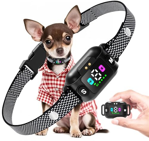 Feycig Anti Bark Collars for Dogs - No Shock Small Dog Bark Collar, Rechargeable Barking Collar with 7 Sensitivities, 3 Adjustable Modes Beep & Vibration，IP67 Waterproof Dog Training Collar