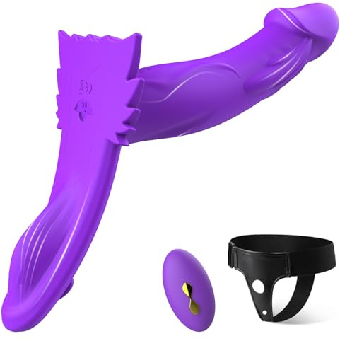 Strap On Dildo Sex Toyscouples for Couples Men 10 Modes Vibrator Upward Curved Dildo for G Spot Anal Stimulator Sex Toy Vibrater Machine for Lesbian Men Pegging Gay Male Vibratar Toys (Purple, 6.1)