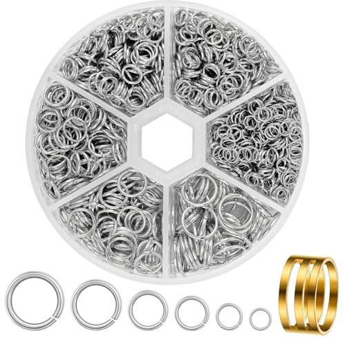 Biegeringe Edelstahl,970 PCS Biegeringe Edelstahl Silber Spaltringe 4-10mm Schmuckherstellung Set für DIY Armbänder & Halsketten Inkl Metallringe Anhänger Ösen & Kettenglieder zur Schmuck