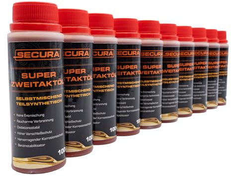 SECURA 2-Takt Öl 1 Liter (10× 100ml) - Premium Öl für Zweitakt-Motoren mit Kraftstoffstabilisator
