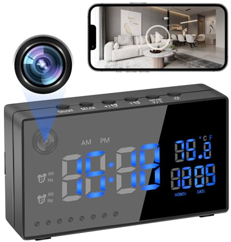 YMBZY Hidden Camera Clock 1080P Alarm Clock WiFi Spy Camera with Motion Detection/Night Vision/120°Wide Angle,Wireless Security Cameras Nanny Cam for Home/Office Surveillance