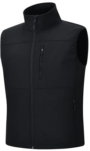 Huayuzh Väst herr utomhus softshelljackor för män, svart, XL