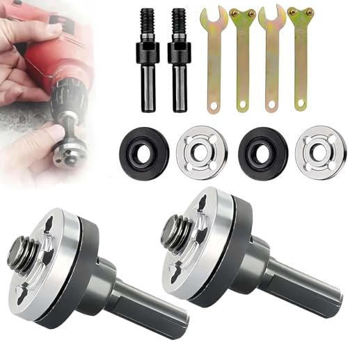 10Pcs Convertisseur de Perceuse Électrique en Meuleuse d'Angle Kit, Winkelschleifer Modifizierter Adapter, Adaptateur de Connexion pour Disque de Coupe Métal avec Clé pour Ponçage Meulage Polissage