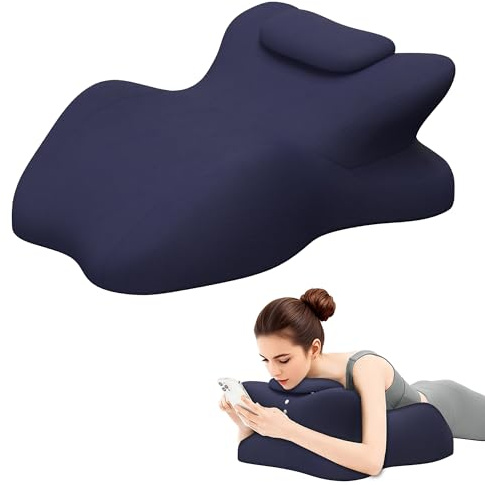 Ergonomisk kilkudde med minnesskum, benägen kudde för att sova, läsa kudde för säng, ergonomiskt stöd för ryggsmärta, syrauppstötning och sittande, perfekt för massage, med avtagbart skydd