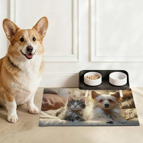 Personalisierte Napfunterlage, Napfunterlage Hund Katzen, mit Name&Muster Wasserdicht Cleany Hundenapf Unterlage Vermeiden Auslaufen, Geschenk für Haustier