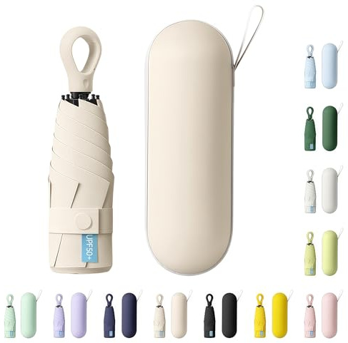 AYEUPZ Paraguas Plegable Mini,Paraguas Plegable Automático, Miniparaguas compacto de viaje, doble barra de soporte para mayor estabilidad, cartera con funda, paraguas pequeño compacto UV