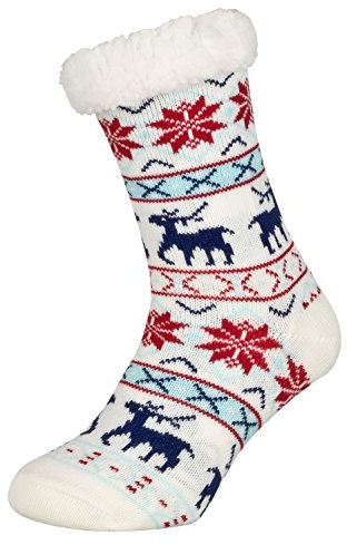 Tobeni 1 Pair Femme Chaussure Maison ABS Chaussette Cuddly Stopper Chaussettes avec Semelle Anti-dérapantes Pimple Taille Taille unique Couleur Cerf Blanc
