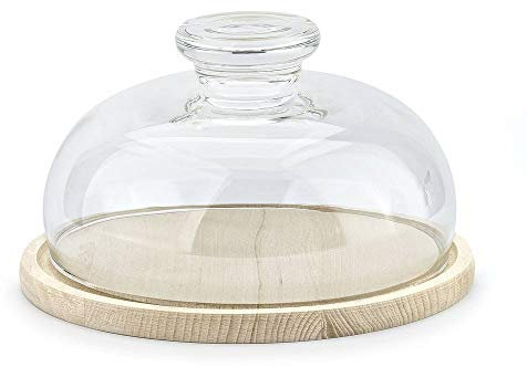 Edwanex Cloche à fromage ou gâteau de taille moyenne 25 cm x 14,5 cm avec planche à découper en bois