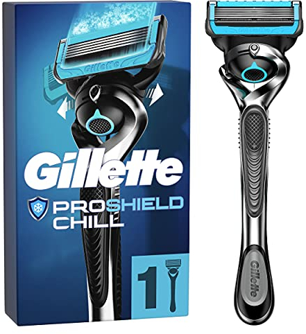 Gillette ProShield Chill Nassrasierer Herren, Rasierer + 1 Rasierklinge mit 5-fach Klinge, Geschenk Männer