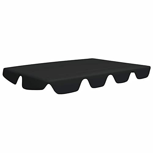 Tidyard Ersatzdach für Hollywoodschaukel Gartenschaukel Dach Dachbezug Schaukeldach Ersatz-Bezug Sonnendach Dachplane Schwarz 188/168x110/145cm,Stoff (100% Polyester) mit PVC-Beschichtung