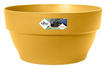 elho Vibia Campana Schale 34cm Blumentopf - Honig Gelb | Ø 33.9 x H 17.4 cm | Für den Außenbereich geeignet