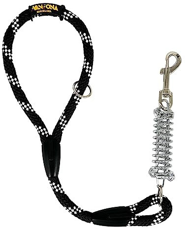 Hundeleine, Stoßdämpfer, Anti-Zug, für mittelgroße und große Hunde, 60cm. Schwarz mit Weiß