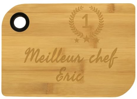 Petite Planche à découper en Bambou personnalisée – Planche de Cuisine gravée avec Texte – Cadeau personnalisé pour Papa, Maman ou Couple