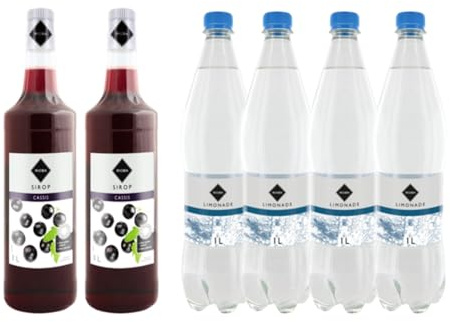 Lot Sirup Rioba & limonade:Sirup Rioba schwarze Johannisbeere (2x1L)- Rioba-limonade (4x1L)